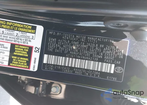 2022 Toyota Camry Se из США, поврежденный, VIN 4T1G11AKXNU642139